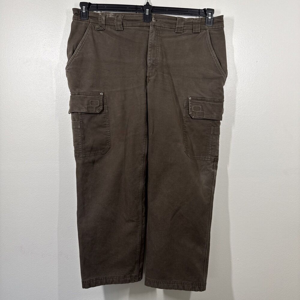 Duluth Trading Flex Fire Hose Cargo Pants 44x30 (42x29) Brown Fleece Lined